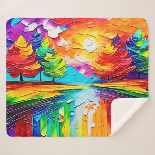 Rainbow Forest Sunset Dreams Sherpa Blanket