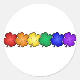 Rainbow Four Leaf Clovers Classic Round Sticker