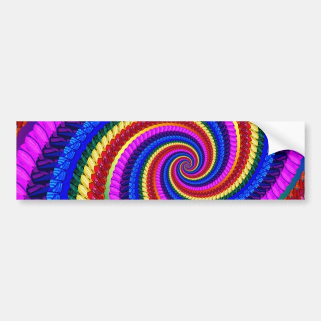 Rainbow Fractal Art Swirl Pattern Bumper Sticker (Front)