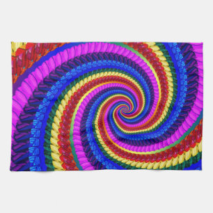 Rainbow Fractal Art Swirl Pattern Kitchen Towel