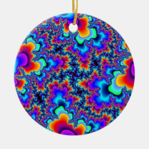 Rainbow Fractal Ceramic Ornament