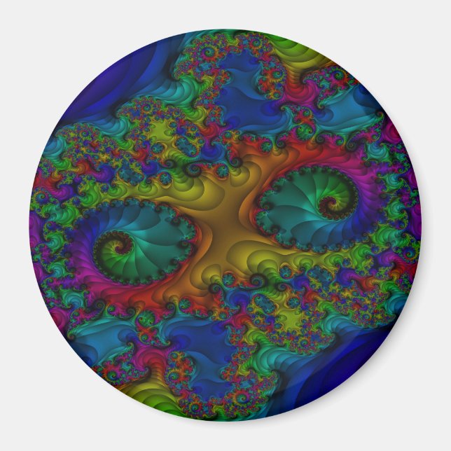 Rainbow Fractal CIrcle Magnet (Front)