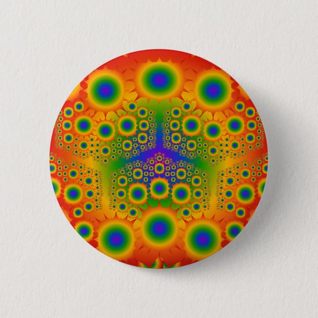Rainbow Fractal Explosions: 2 Inch Round Button (Front)
