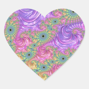 Rainbow Fractal Heart Sticker
