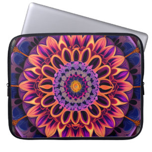 Rainbow Fractal Style Flower Art Laptop Sleeve