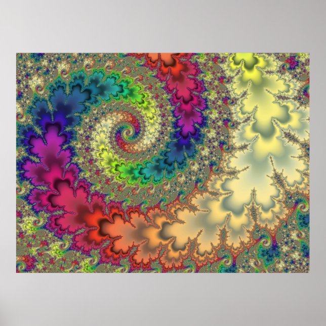 Rainbow Fractal Swirl  Poster (Front)