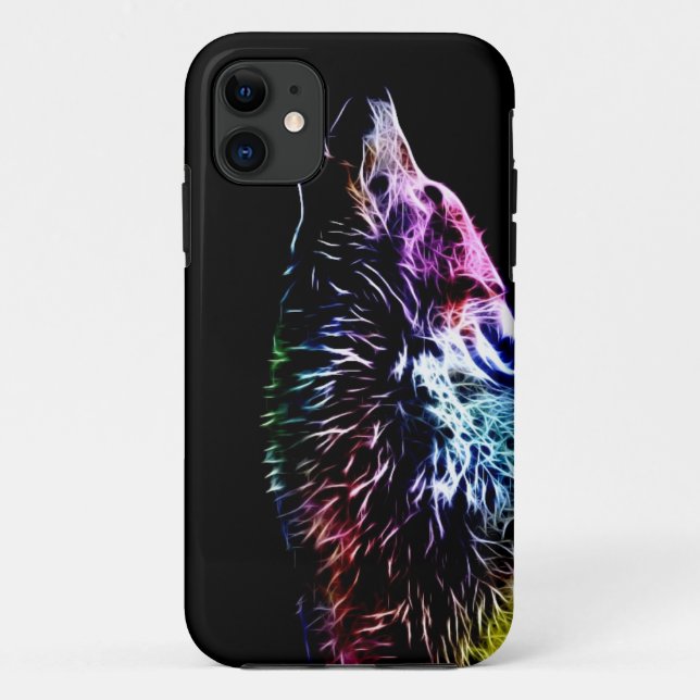 Rainbow Fractal wolf Case-Mate iPhone Case (Back)