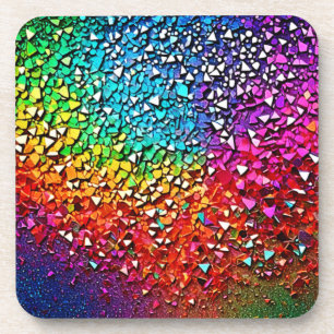Rainbow Fragment Mosaic Coaster