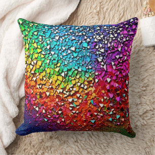 Rainbow Fragment Mosaic Throw Pillow