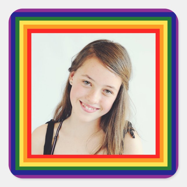 Rainbow Framed Photo - Square Sticker (Front)