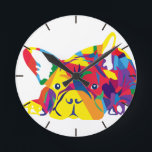 Rainbow French Bulldoge Round Clock<br><div class="desc">Frenchie in many colors, but everything is part of the rainbow.</div>