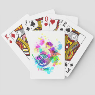 Rainbow French Horn Music Themed Playing Cards