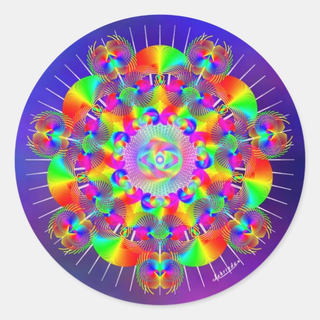 Rainbow Frequencies Classic Round Sticker (Front)