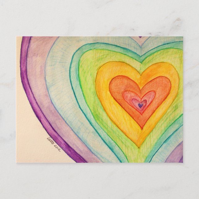 Rainbow Friendship Hearts Postcards or Cards (Front)