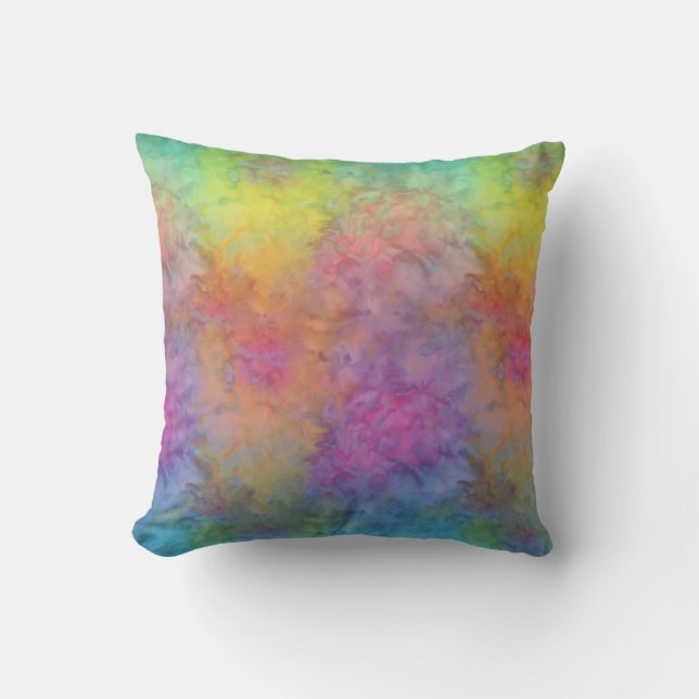 [Rainbow Frost] Multi-Coloured Tie-Dye Throw Pillow (Front)