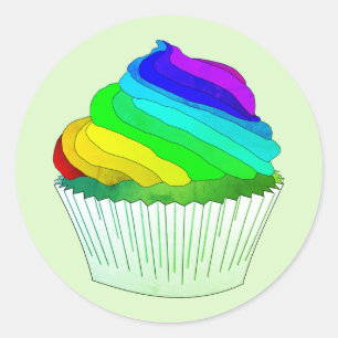 Rainbow Frosting Cupcake Classic Round Sticker
