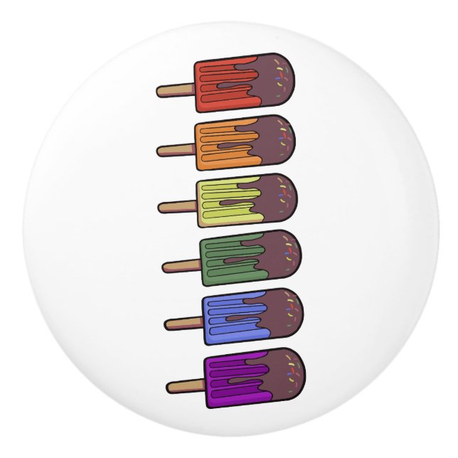 Rainbow Frozen pop Parade Ceramic Knob (Front)