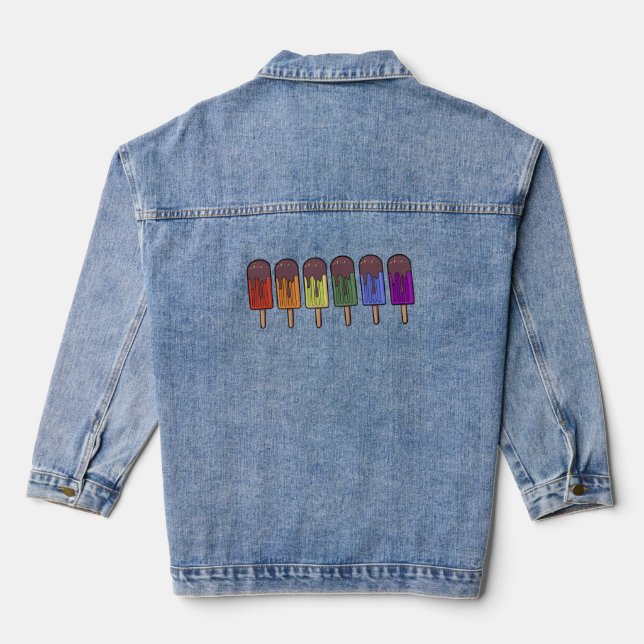 Rainbow Frozen pop Parade Denim Jacket (Back)