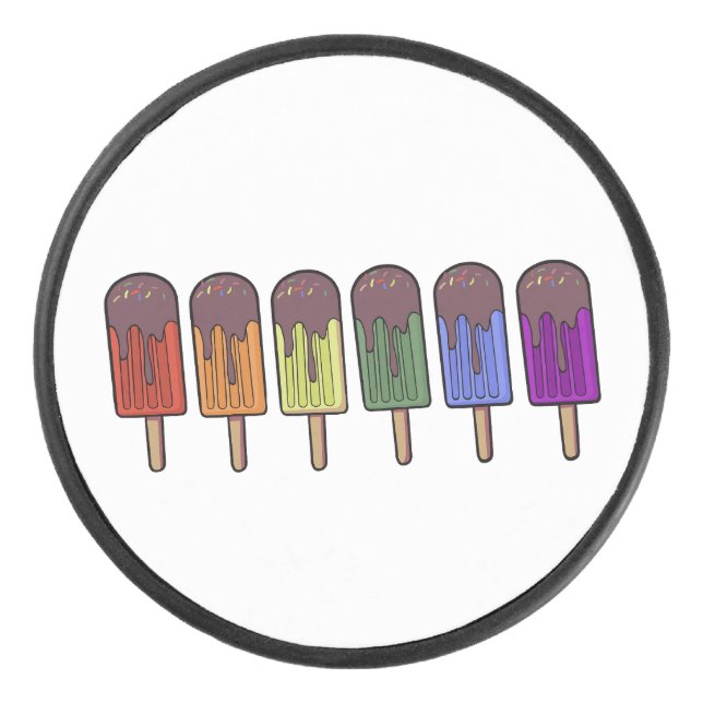 Rainbow Frozen pop Parade Hockey Puck (Front)