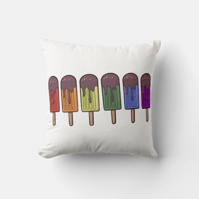 Rainbow Frozen pop Parade Throw Pillow (Front)