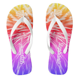 Rainbow Fun Abstract Fireworks Flip Flops