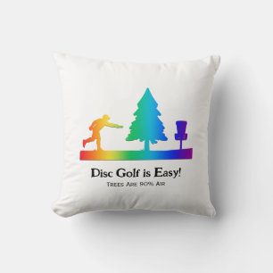 Rainbow Funny Disc Golf Putting Tree obstacle Throw Pillow