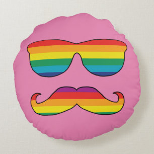 Rainbow Funny Face Round Pillow