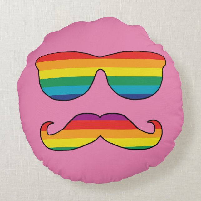 Rainbow Funny Face Round Pillow (Back)