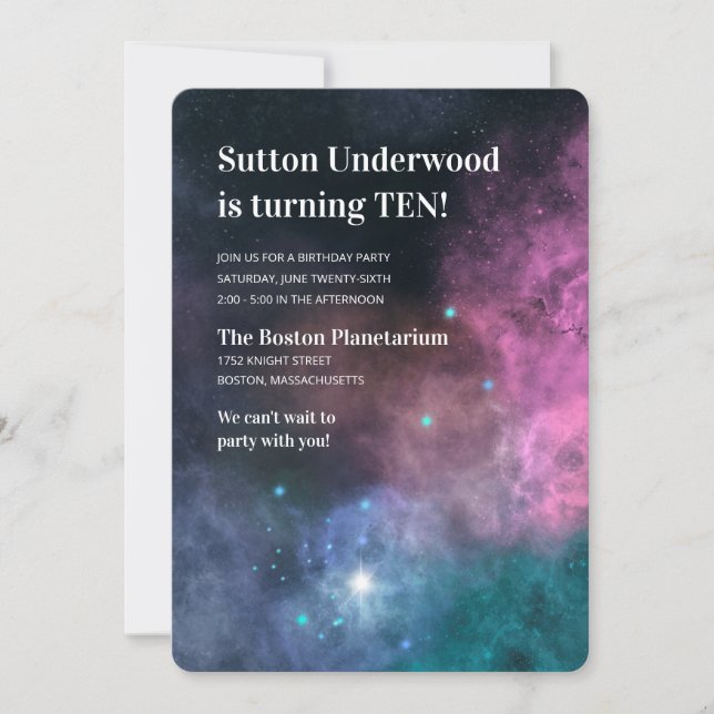 Rainbow Galaxy Birthday Invitation (Front)