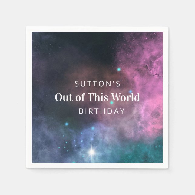 Rainbow Galaxy Birthday Napkin (Front)