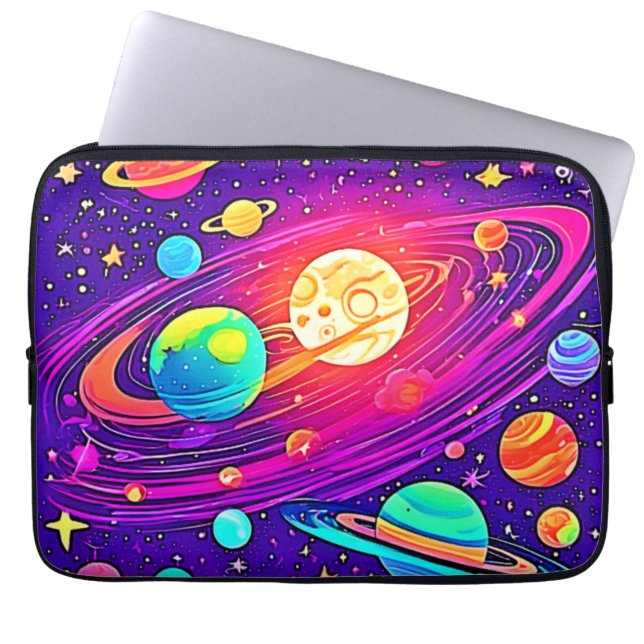 Rainbow Galaxy: Cartoon Fun Laptop Sleeve (Front)