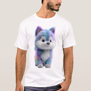 Rainbow Galaxy Furry Pastel Wolf Cub Men T-Shirt
