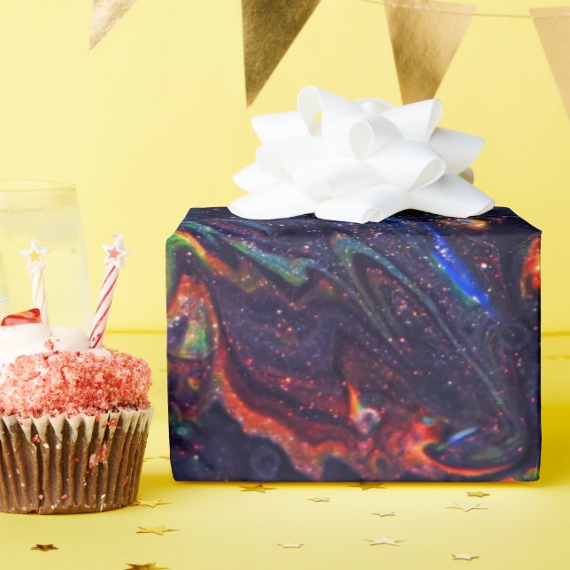 Rainbow Galaxy Geode Pattern Wrapping Paper (Birthday Party)