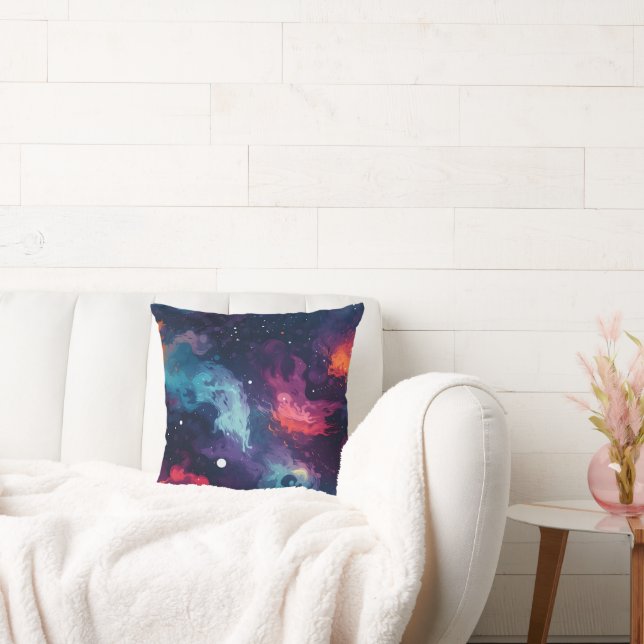Rainbow Galaxy Pattern Throw Pillow (Couch)