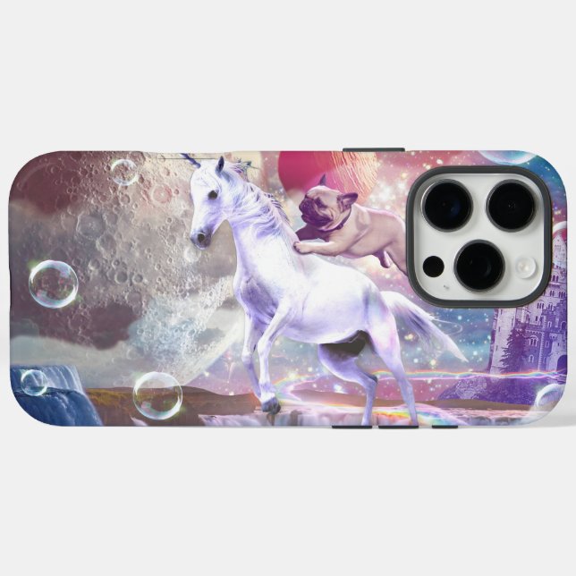 Rainbow galaxy pug riding unicorn in space.        Case-Mate iPhone case (Back (Horizontal))