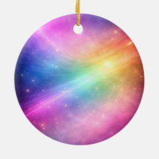 Rainbow Galaxy Round Ceramic Ornament
