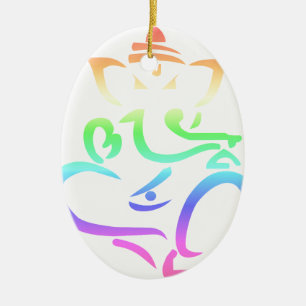 Rainbow Ganesha Ceramic Ornament