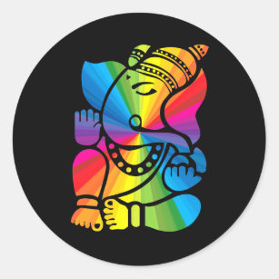 Rainbow Ganesha Classic Round Sticker