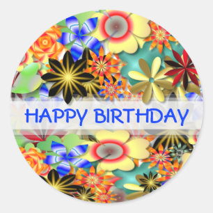 Rainbow Garden ~ Birthday sticker