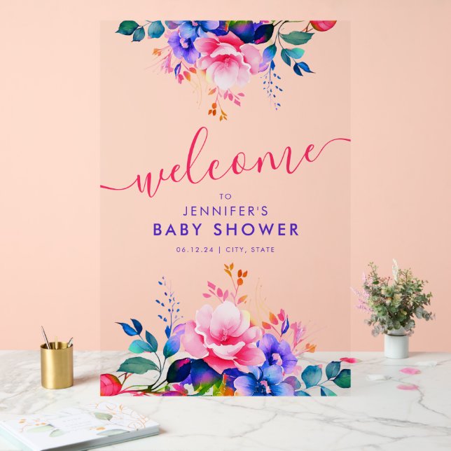 Rainbow GARDEN FLORAL Baby shower Bienvenue (Mariage)