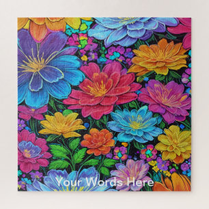Rainbow Garden Neon Psychedelic Wildlife Nature Jigsaw Puzzle