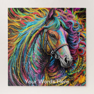 Rainbow Garden Neon Psychedelic Wildlife Nature Jigsaw Puzzle