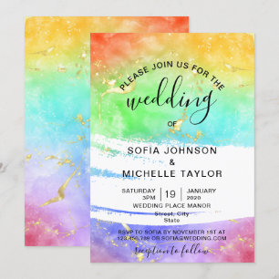 Rainbow Gay and Lesbian Pride Mme & Mme Invitation