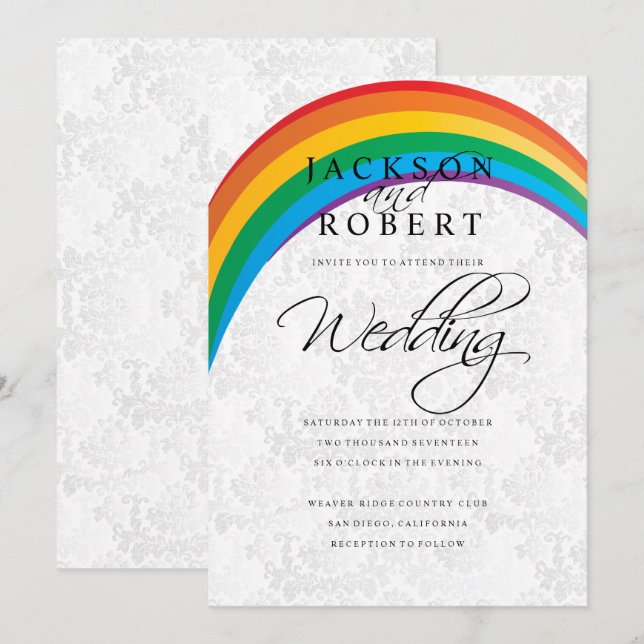 Rainbow Gay Faire-part de mariage (Devant / Derrière)