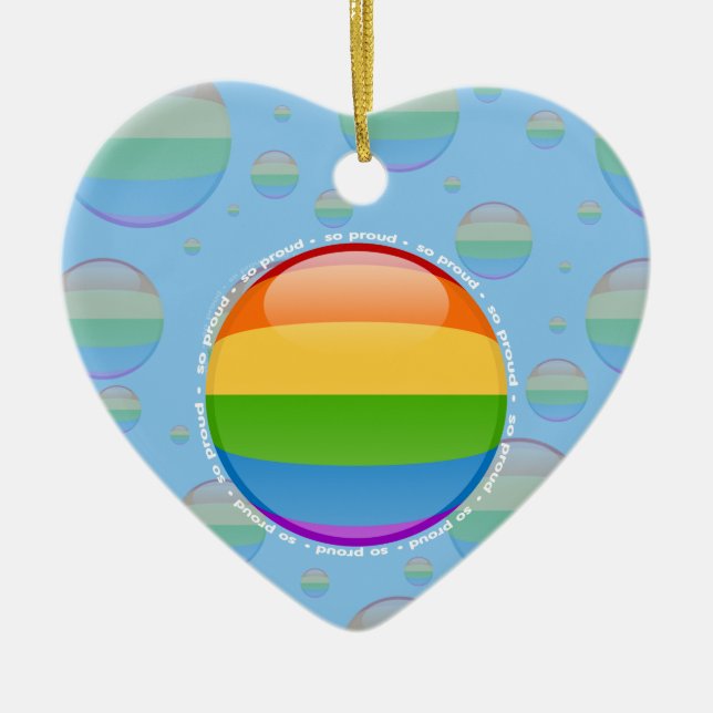 Rainbow Gay Lesbian Pride Bubble Flag Ceramic Ornament (Front)