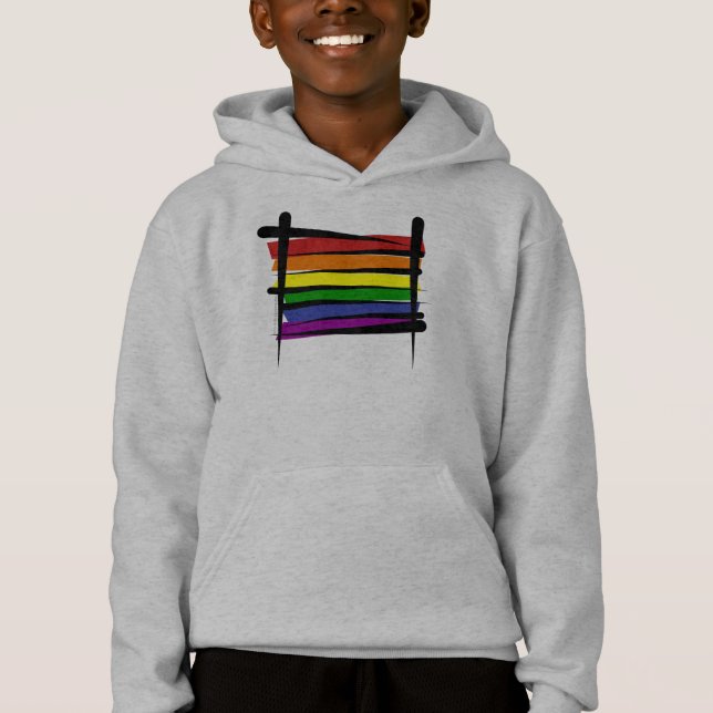 Rainbow Gay Pride Brush Flag (Front)