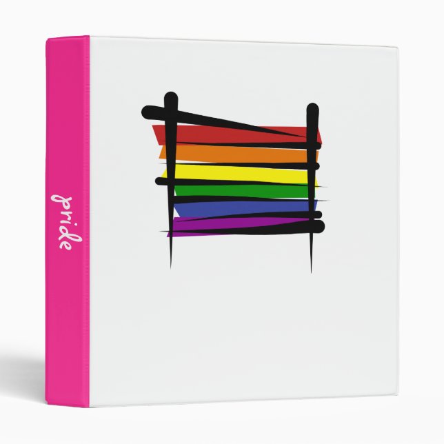 Rainbow Gay Pride Brush Flag Binder (Front/Spine)