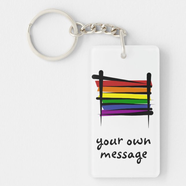 Rainbow Gay Pride Brush Flag Keychain (Front)