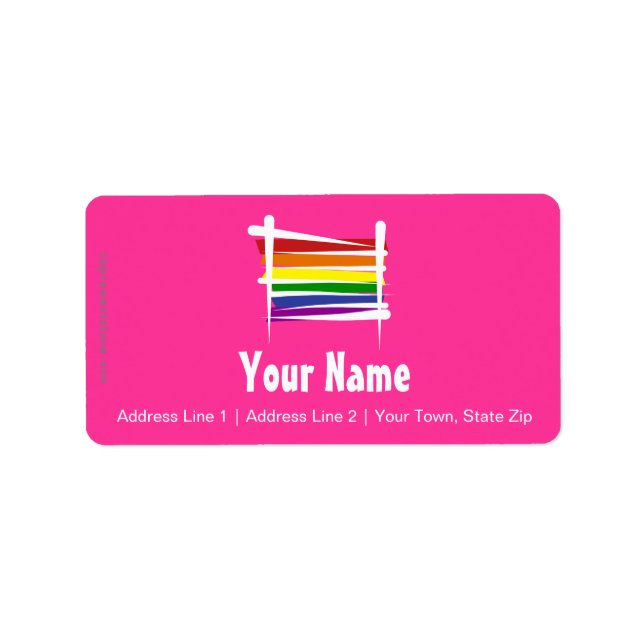 Rainbow Gay Pride Brush Flag Label (Front)
