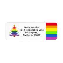 RAINBOW gay pride christmas tree return address